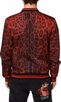 Red Leopard Print Full Zip Bomber Men Jacket 4