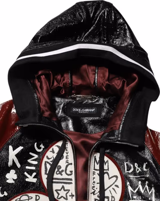 Multicolor Hooded Leather DG King Men Biker Jacket