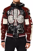 Multicolor Hooded Leather DG King Men Biker Jacket 2