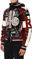 Multicolor Hooded Leather DG King Men Biker Jacket 3