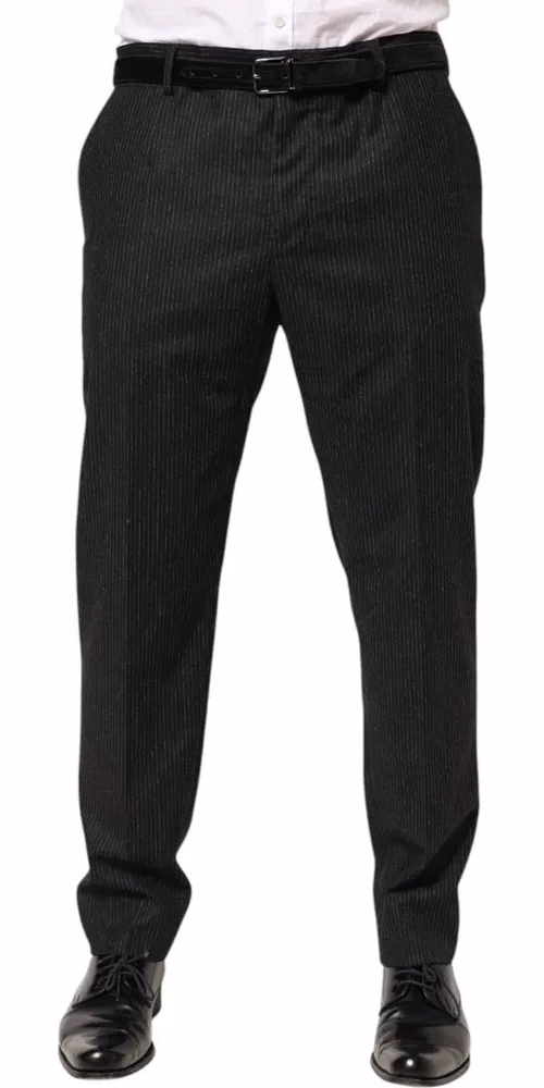 Black Cotton Mid Waist Dress Trouser Pants