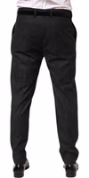 Black Cotton Mid Waist Dress Trouser Pants 3