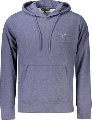 Blue Recycled Cotton Men's Hooded Sweatshirt