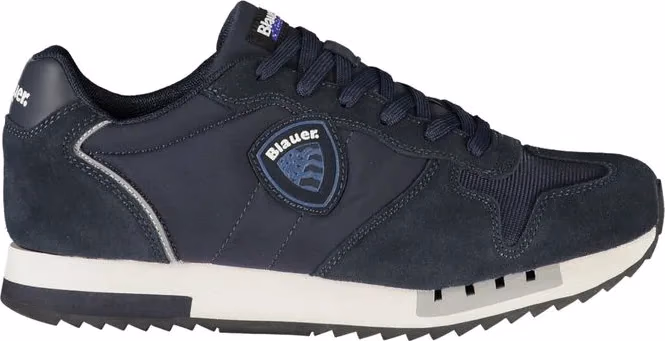 Blue Polyurethane Men Sneaker