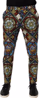 Multicolor Stained Glass Window Style Print Men Pants 1