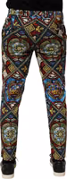 Multicolor Stained Glass Window Style Print Men Pants 3