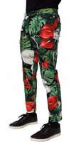 Multicolor Floral Print Cotton Tapered Pants 2
