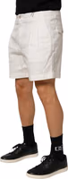 White Cotton Mid Waist Men Bermuda Shorts 3
