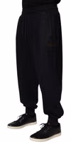 Black Cotton Blend Drawstring Jogger Jogger Pants 2