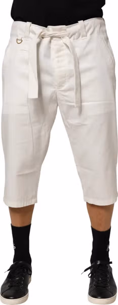 White Cotton Stretch Cropped Trouser Pants