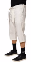 White Cotton Stretch Cropped Trouser Pants 2