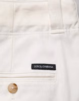 White Cotton Stretch Cropped Trouser Pants 5