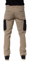 Beige Mid Waist Skinny Men Cargo Chino Trouser Pants 3