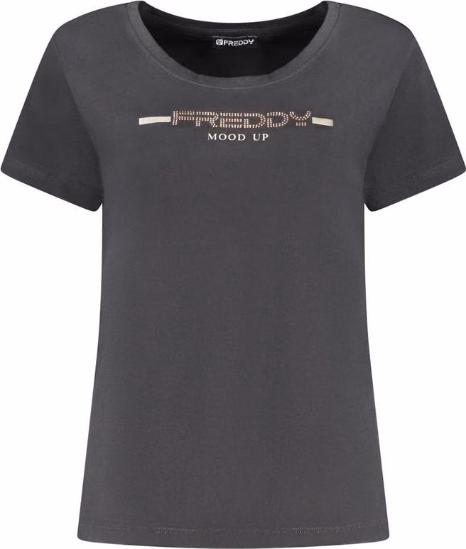 Black Cotton Women T-Shirt