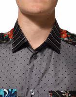Multicolor Patchwork Long Sleeves Silk Shirt 4