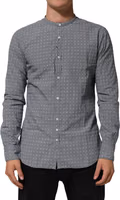 Gray Polka Dot Cotton Button Down Long Sleeves Shirt 1