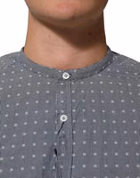 Gray Polka Dot Cotton Button Down Long Sleeves Shirt 4