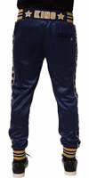 Blue Nylon Jogger Mid Waist Trouser Pants 3