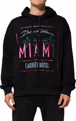 Black Printed Hooded Men Sweatshirt Sweater
