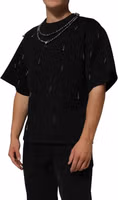 Black Polyester Necklace Embellished T-shirt 2
