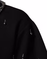 Black Polyester Necklace Embellished T-shirt 5