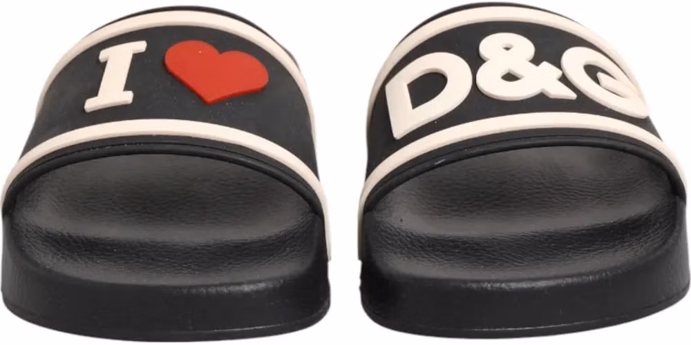 Black Rubber Slides Sandals Beachwear Shoes