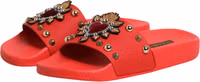 Red Sacred Heart Stud Slides Beachwear Shoes 3