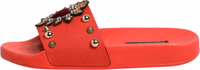 Red Sacred Heart Stud Slides Beachwear Shoes 5