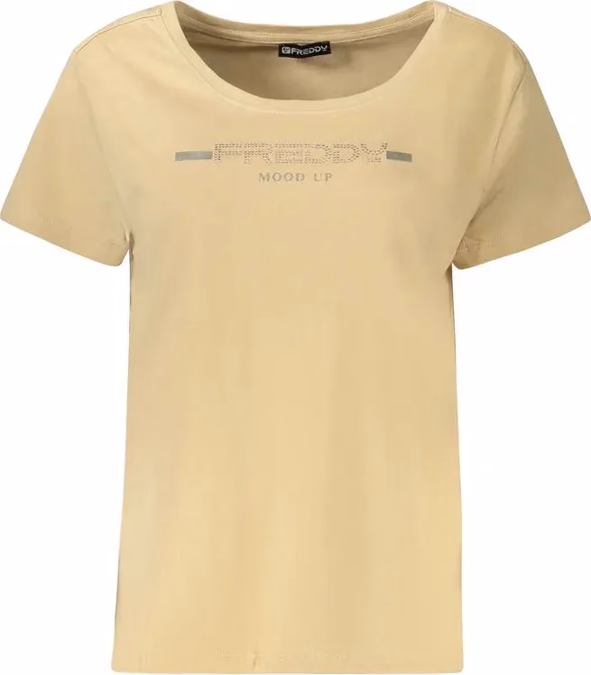 Beige Cotton Women T-Shirt