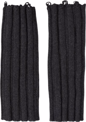 Dark Gray Virgin Wool Knitted Fingerless Gloves