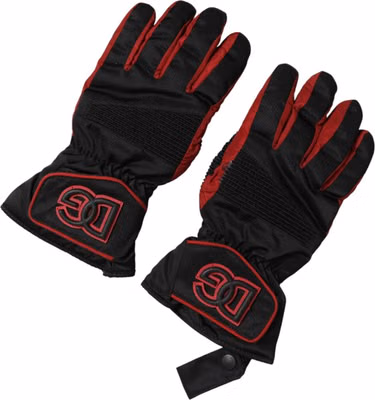 Black Red Nylon Wrist Length Mitten Gloves