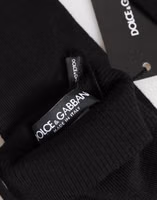Black Virgin Wool Knitted Fingerless Men Gloves 1