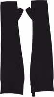 Black Virgin Wool Knitted Fingerless Men Gloves 2