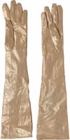 Beige Satin Crystal Elbow Length Mitten Gloves 3