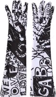 Gloves Black White DG Logo Elbow Length Mitten 2