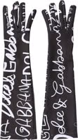 Black White DG Logo Elbow Length Mitten Gloves 1