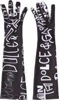 Black White DG Logo Elbow Length Mitten Gloves 3