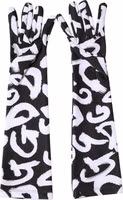 Black White DG Logo Elbow Length Mitten Gloves 4