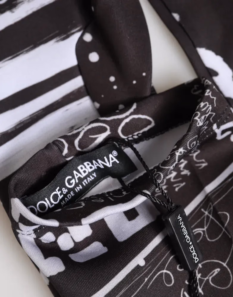 Black White DG Logo Elbow Length Mitten Gloves