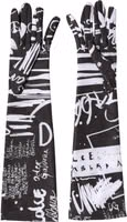 Black White DG Logo Elbow Length Mitten Gloves 4