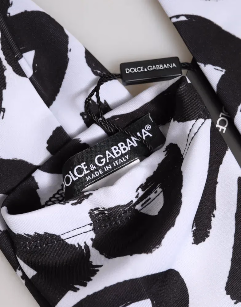 Black White DG Logo Elbow Length Mitten Gloves