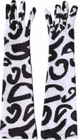 Black White DG Logo Elbow Length Mitten Gloves 2