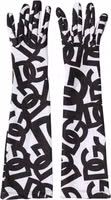 Black White DG Logo Elbow Length Mitten Gloves 2
