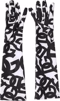 Black White DG Logo Elbow Length Mitten Gloves 4