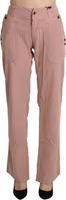 Cotton Pink High Waist Straight Trouser Pants 1