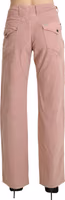 Cotton Pink High Waist Straight Trouser Pants 2