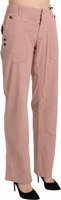 Cotton Pink High Waist Straight Trouser Pants 3