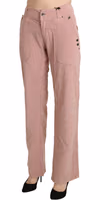 Cotton Pink High Waist Straight Trouser Pants 4
