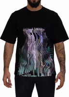 Cotton Black Printed Crewneck Tee T-shirt 1