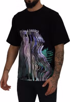 Cotton Black Printed Crewneck Tee T-shirt 3